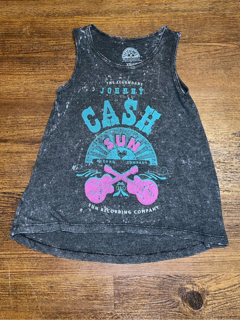 Johnny Cash Sun Records Graphic Tank Top Gray Kid Size XS 4/5